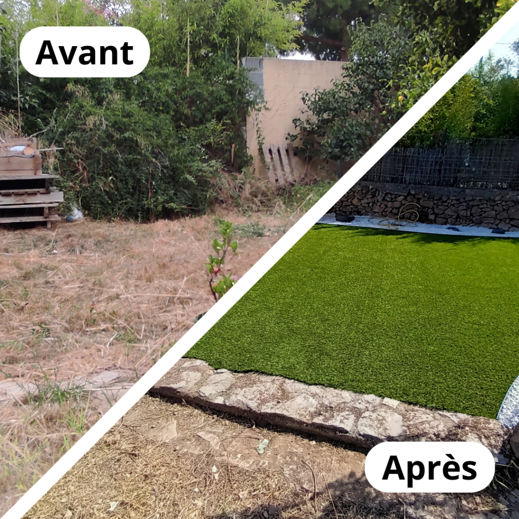 Avant & Après Gazon Synthétique à Castelnau-le-Lez