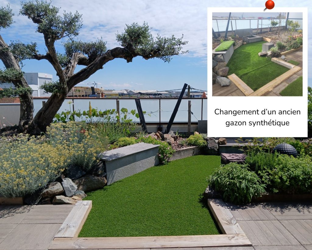 gazon synthétique toit terrasse La Rochelle